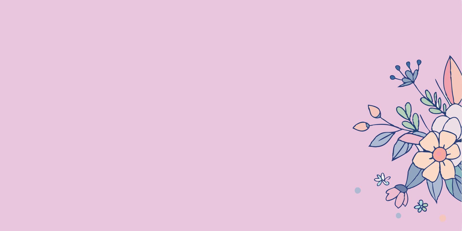 A pink background with a bunch of flowers vector