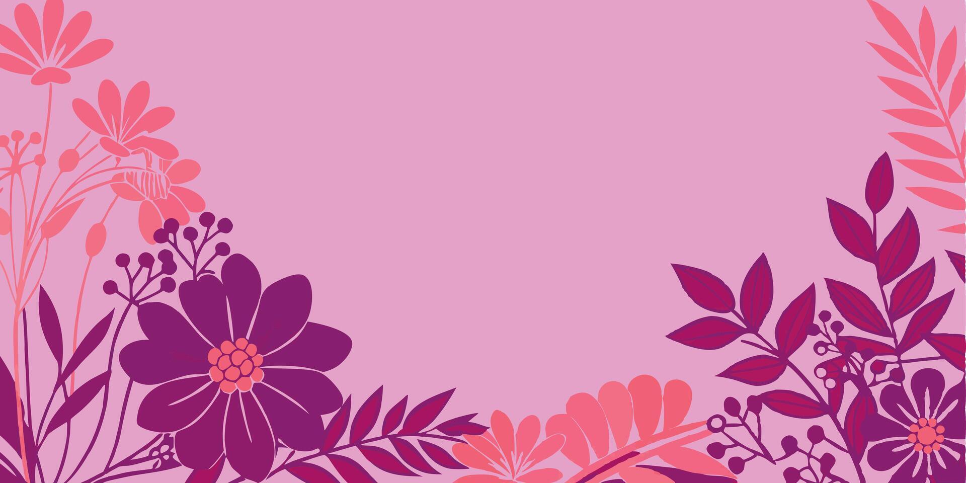 Floral background with purple flowers and leaves vector