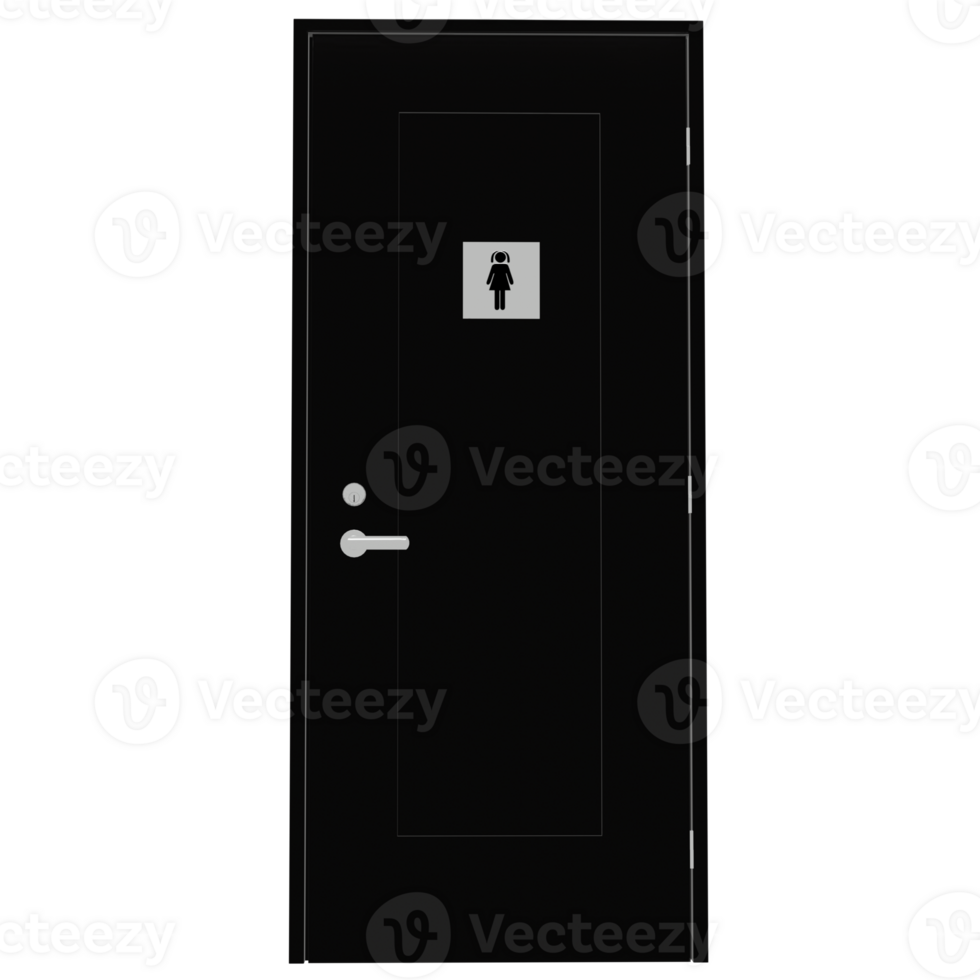 A black door with a white toilet sign on it png