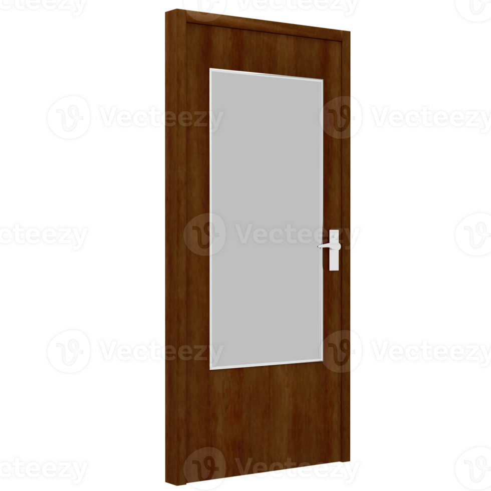 A door with a glass window and a wooden frame png