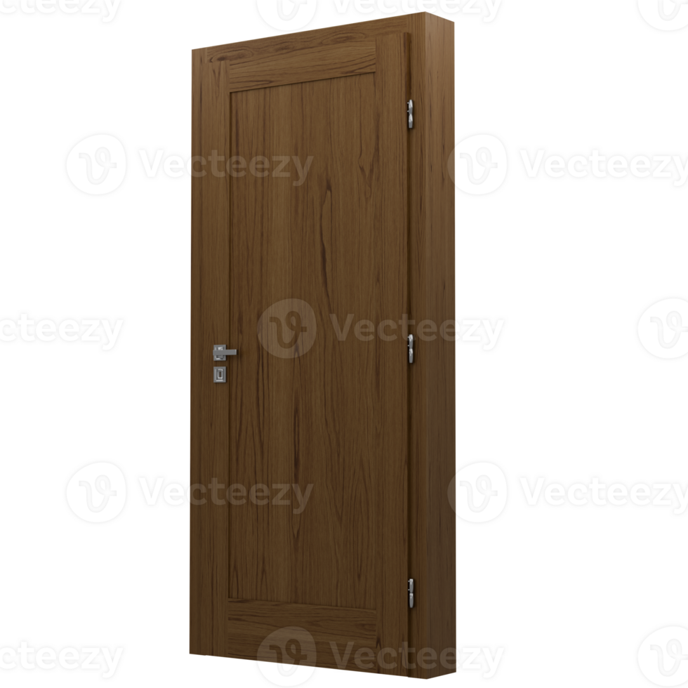 A wooden door with a metal handle png