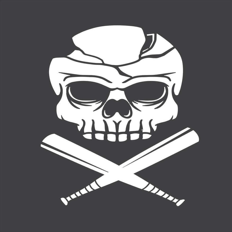 skull with bat baseball good for logo team, symbol, sticker, flag, print design, etc vector