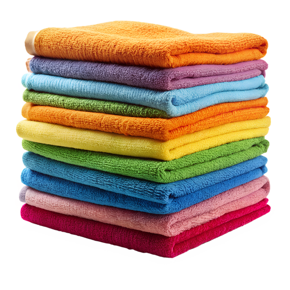 a stack of colorful towels on a transparent background png