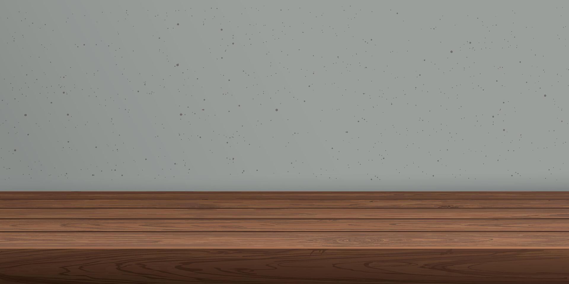 wooden counter mocha mousse tone have blank space for place the products presentation or advertisement with cement wall background graphic illustration. vector