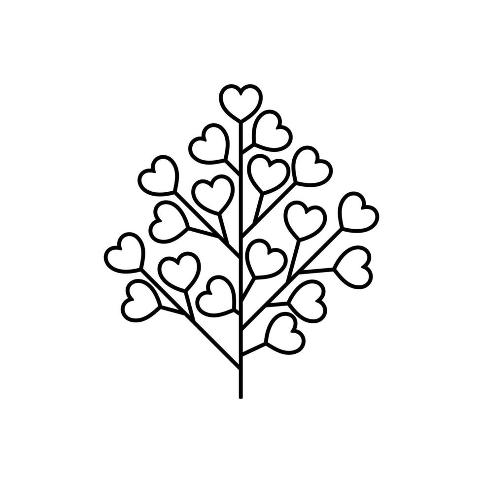 line icon heart tree flat illustration vector