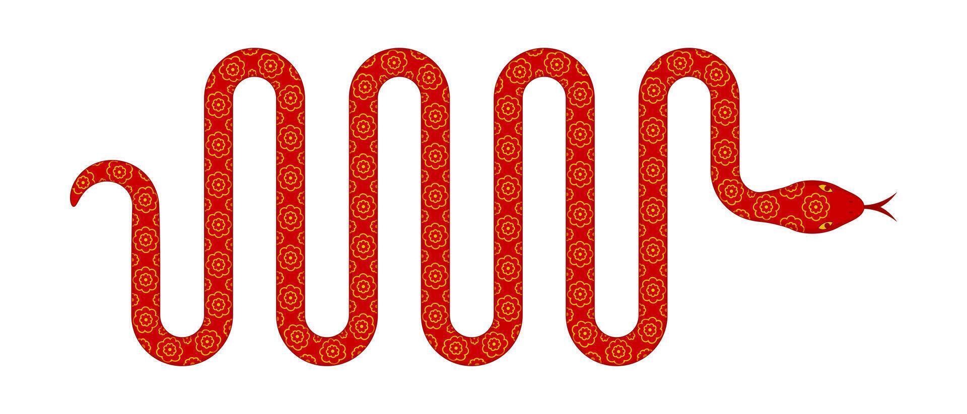 Chinese lucky red snake illustration on white background vector