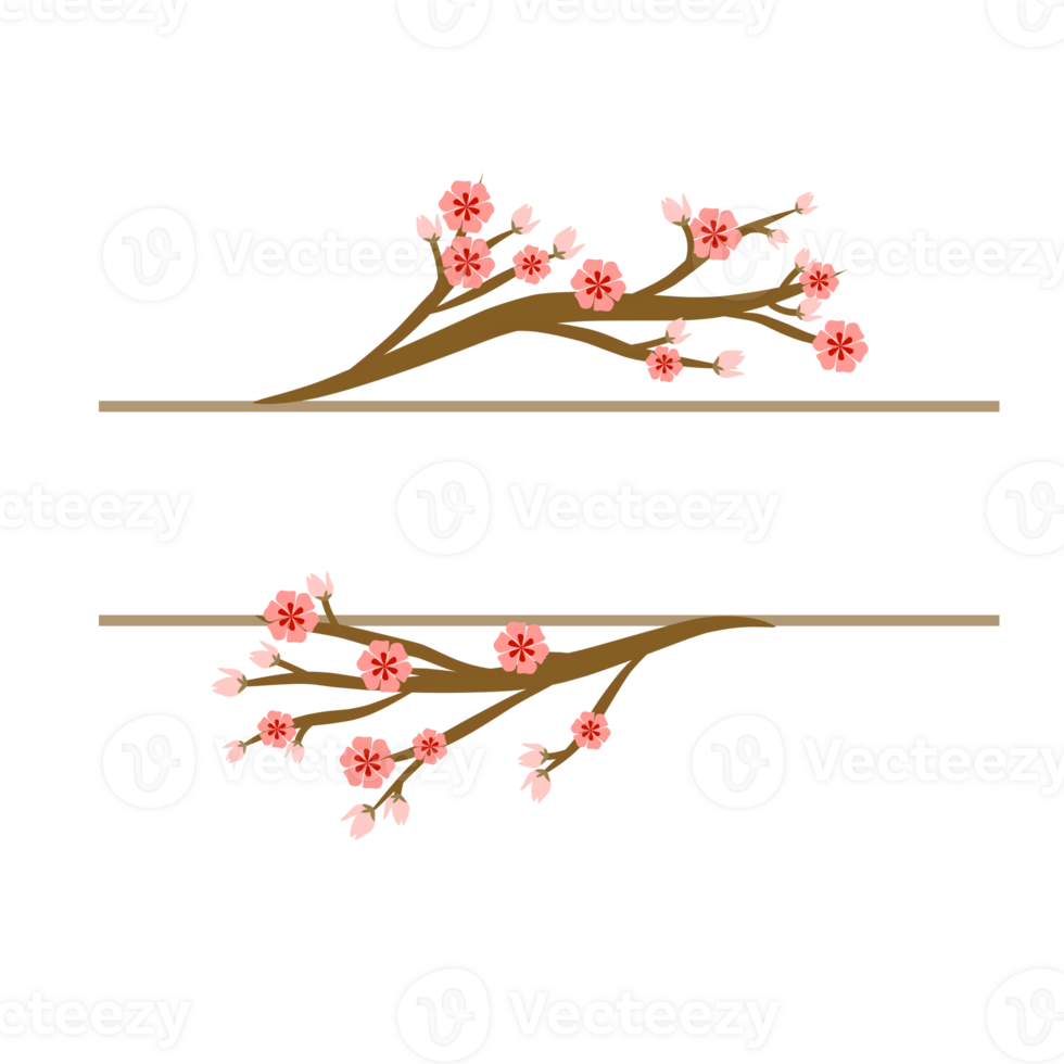 Cherry blossoms flower border text frame png