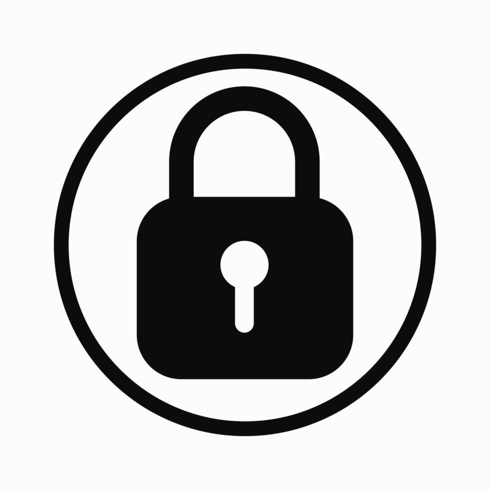 Padlock in circle icon design on isolated white background. Clipart illustration. Lock sign for website or app vector
