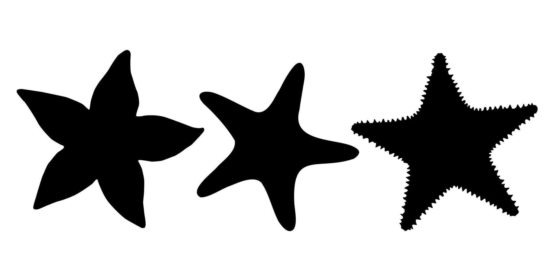 Set black starfish sign icon on white background. Clipart illustration vector