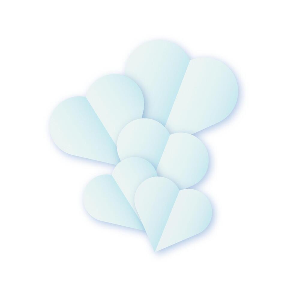 Blue heart icons are collected as balloons on a white isolated background. Like heart for social networks vector