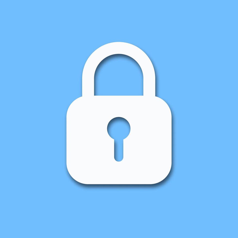 Paper cut style padlock icon with shadow. Lock icon for website. Security concept. Hiding a secret. vector