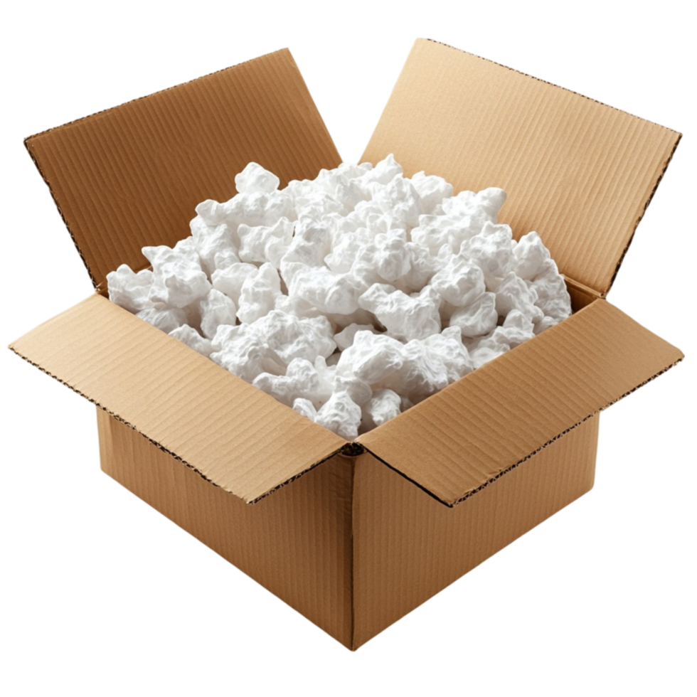 Full Cardboard Box with Packing Foam png