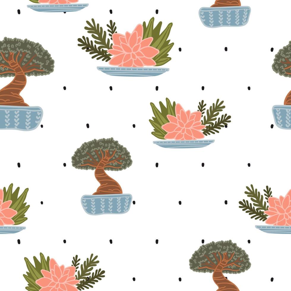 Bonsai Seamless Pattern Design vector