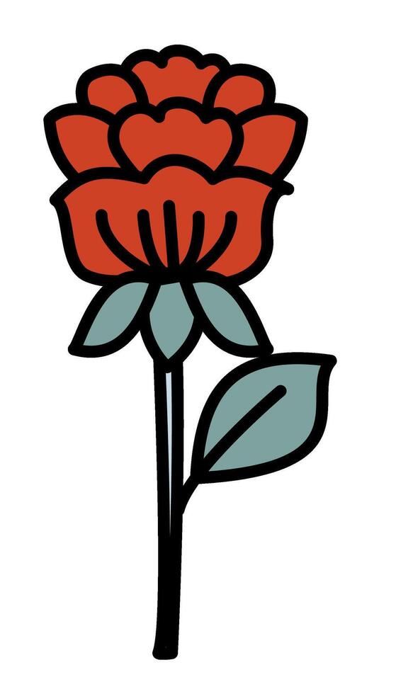 Single Bold Red Rose Artwork vector