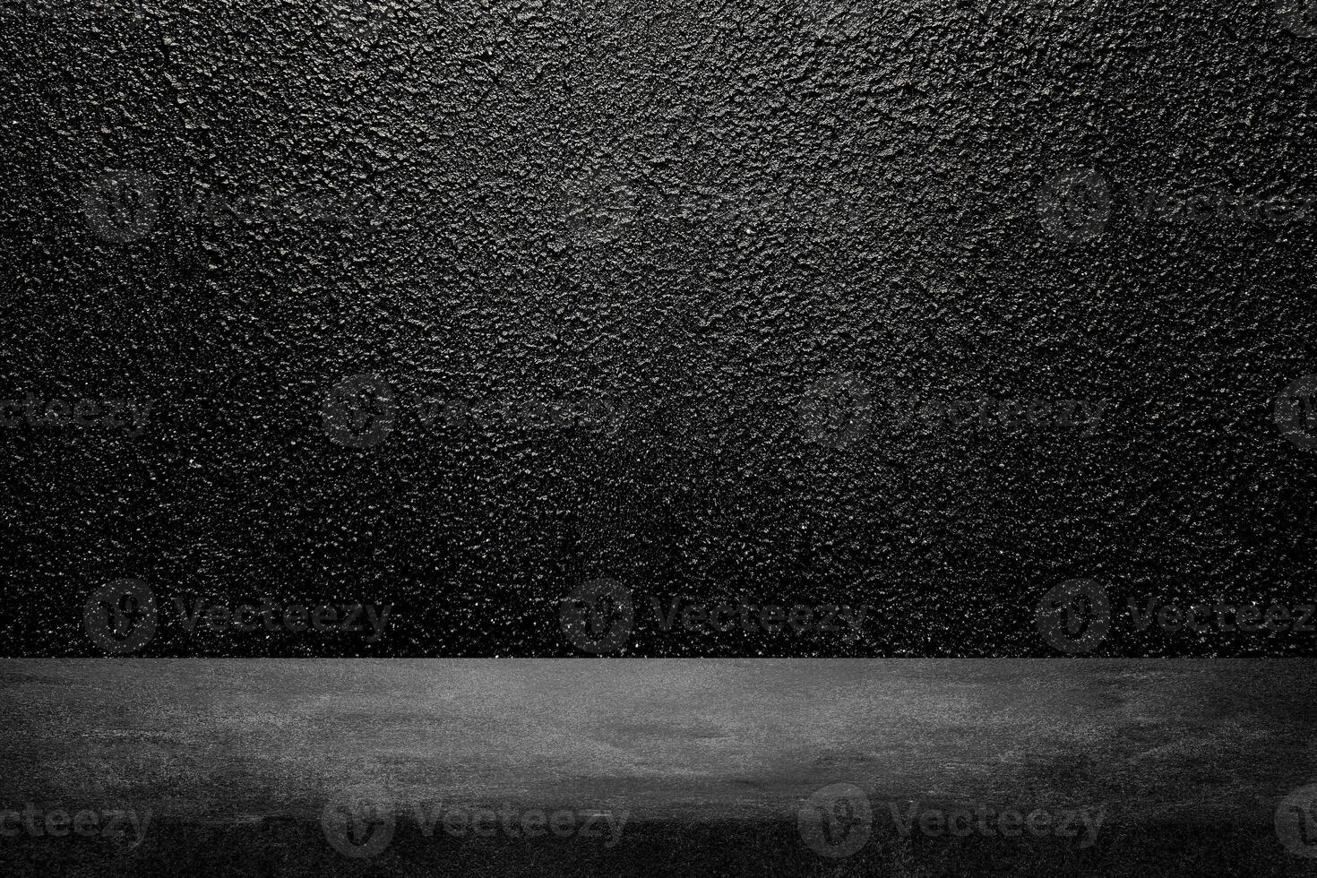 Concrete Table with Black Wall Texture Background in Dark Tone and Spotlight photo