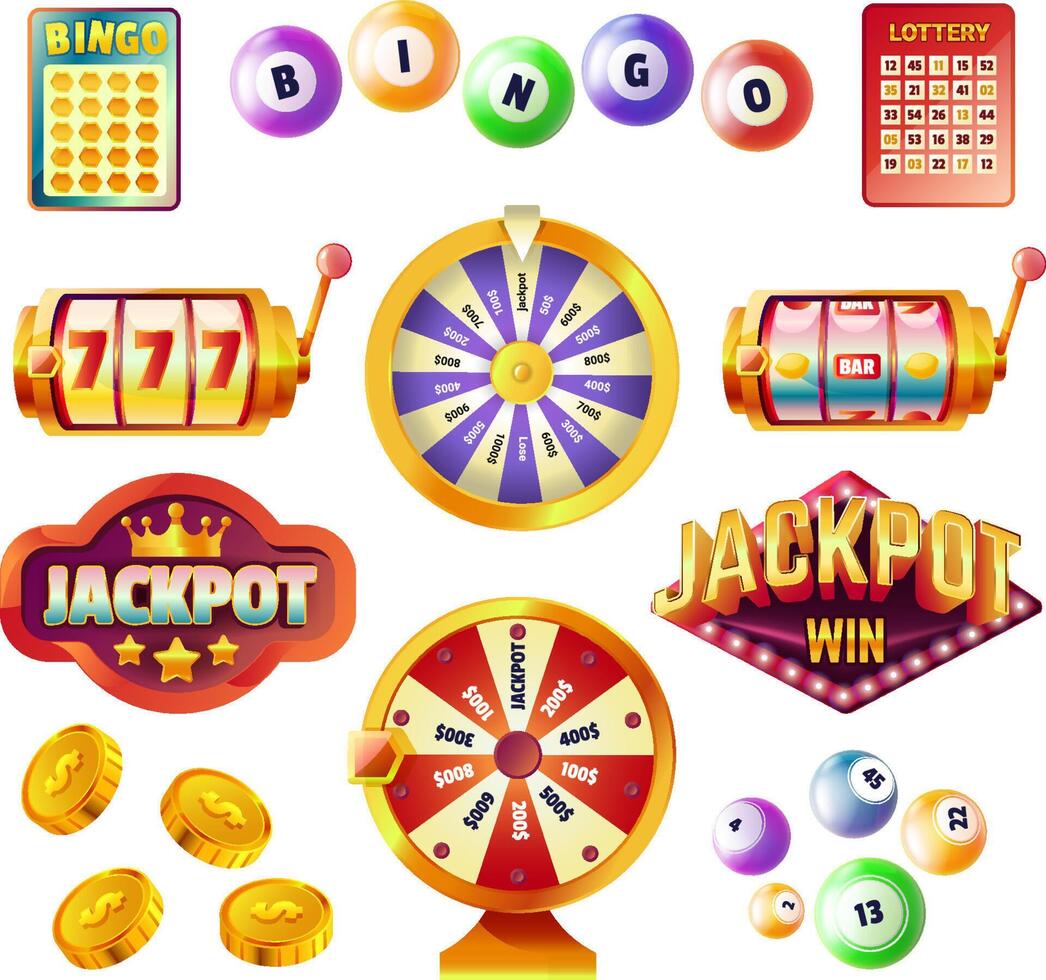 Assorted Gambling and Lottery Set vector