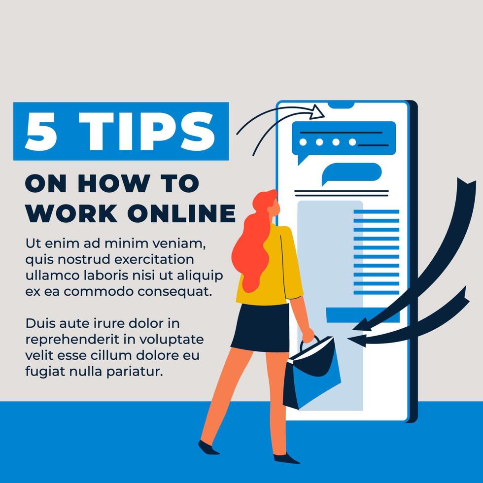 Tips on how to work online banner or ads poster vector