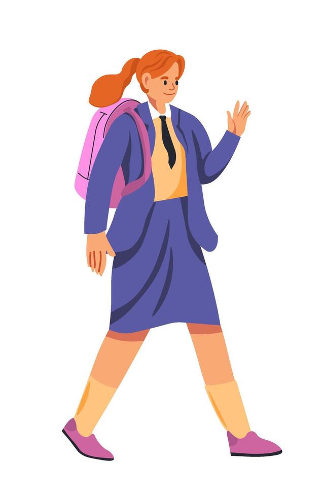 Smiling student girl character, education concept vector