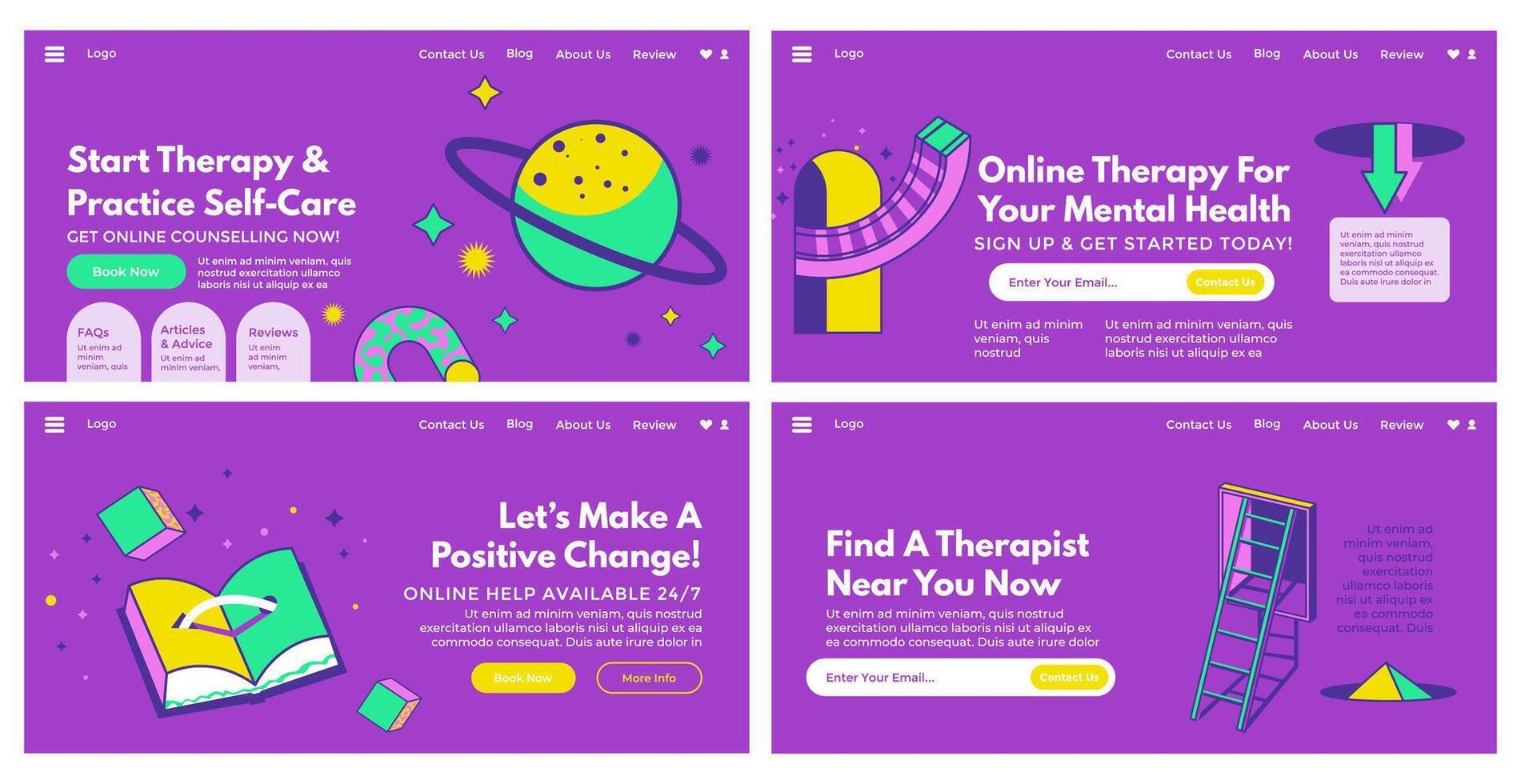 Web banner set for therapist service advertising vector