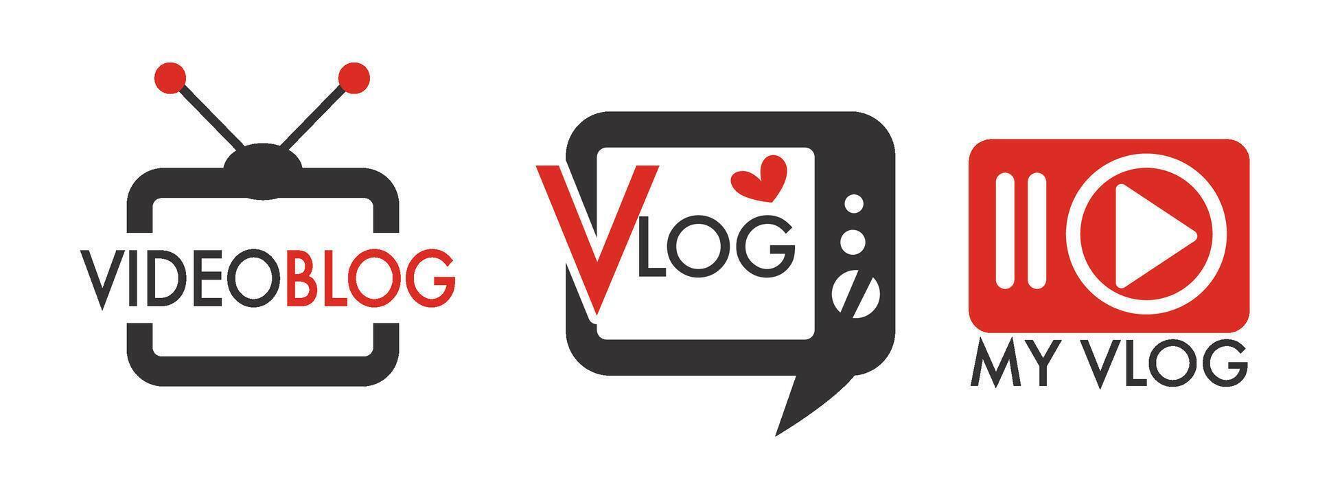 blog, my vlog buttons, icons or logotypes vector