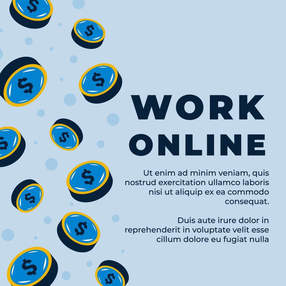 Work online, digital workspace advertising poster vector