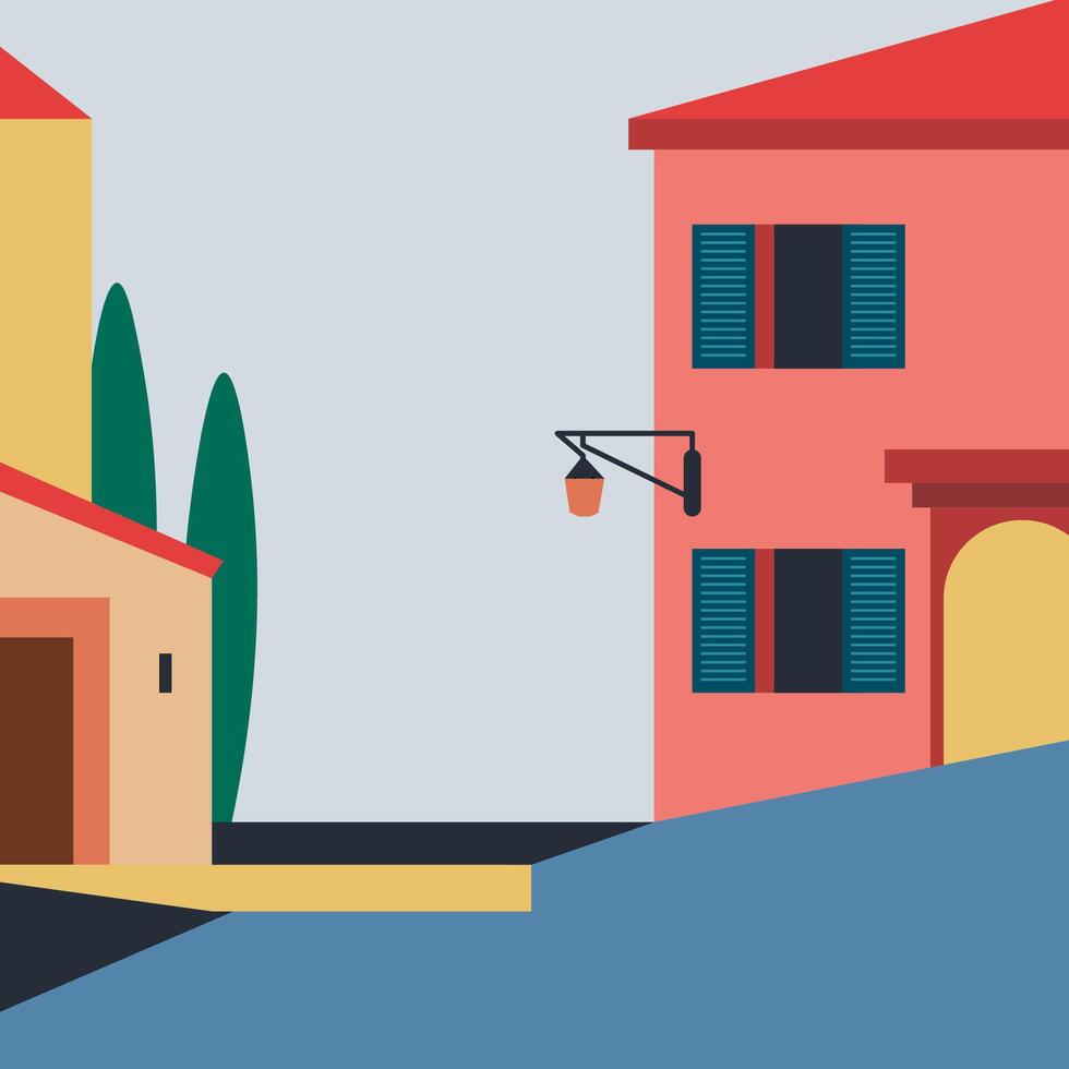 Sunset in a Quiet Desert Village vector
