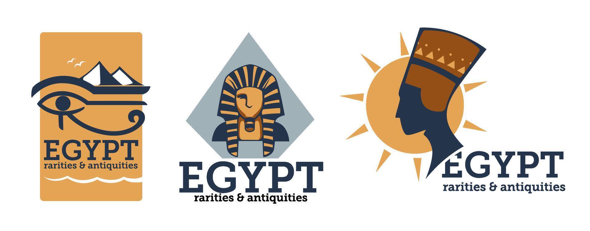 Egypt rarities and antiquities label or logotype vector