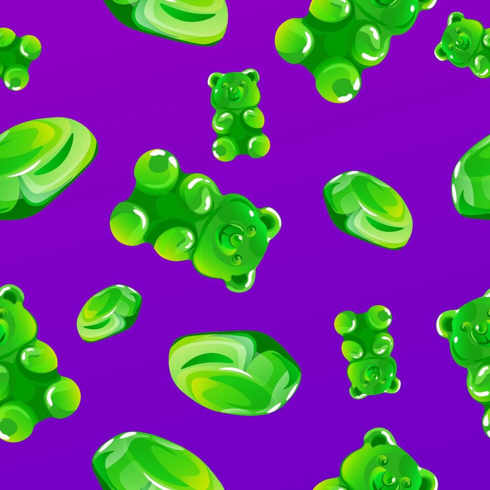 Gummy Bears Candy Seamless Pattern vector