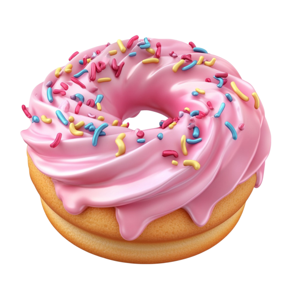 donut with pink icing and sprinkles png