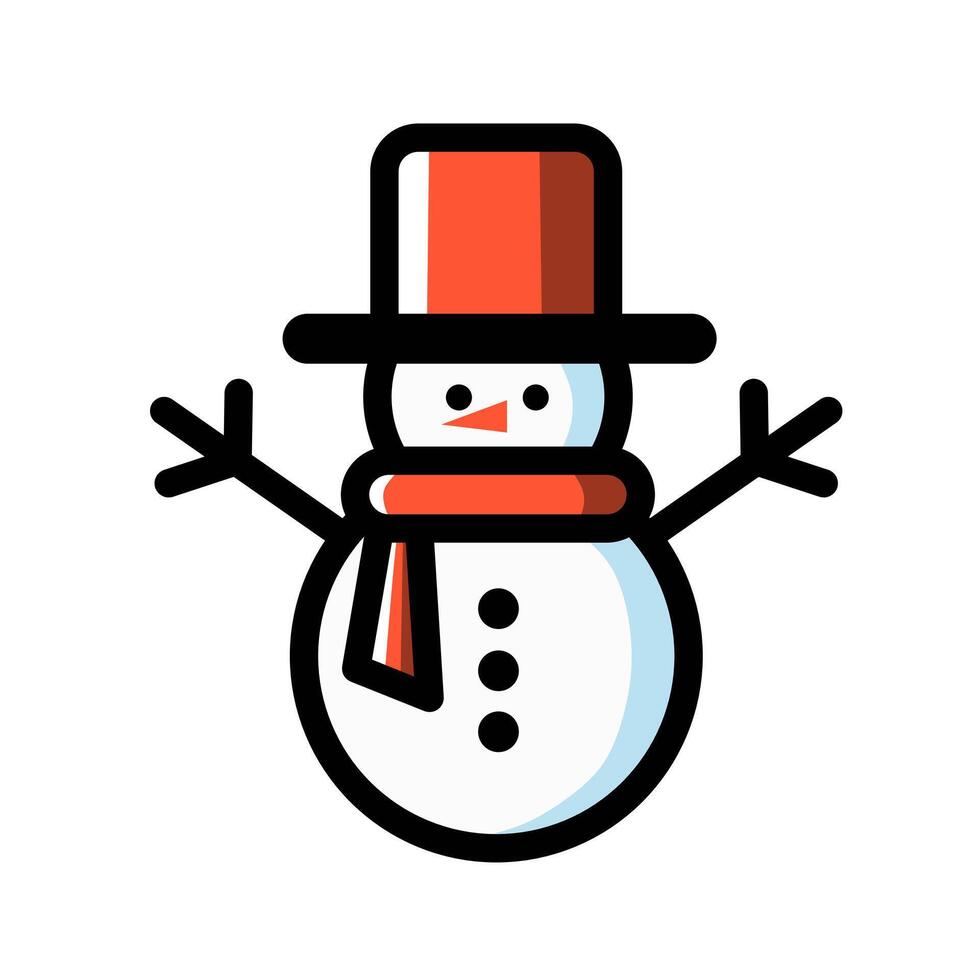 Snowman wearing a red hat and scarf vector