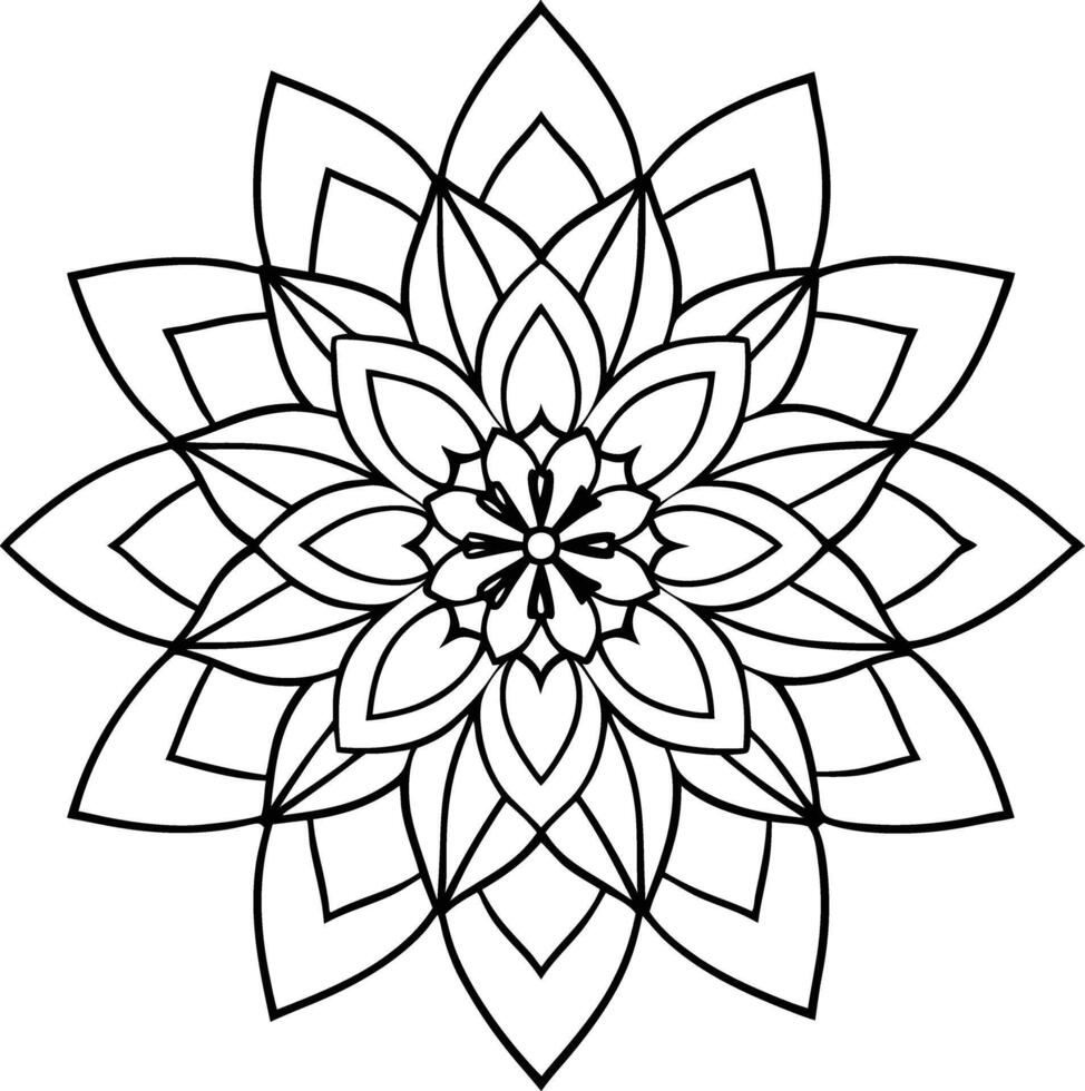 Decorative Mandala Line Art Handcrafted Beauty vector