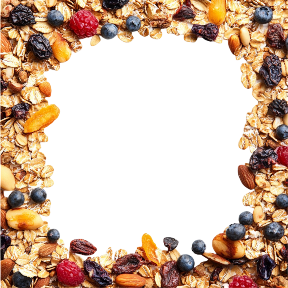 Frame made of various nuts and dried fruits png