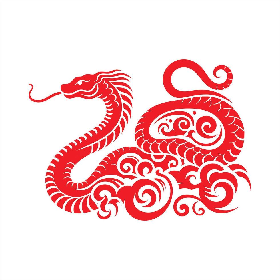 Chinese Wood Snake Illustration Chinese Zodiac Year of The Snake Silhouette Happy New Year vector
