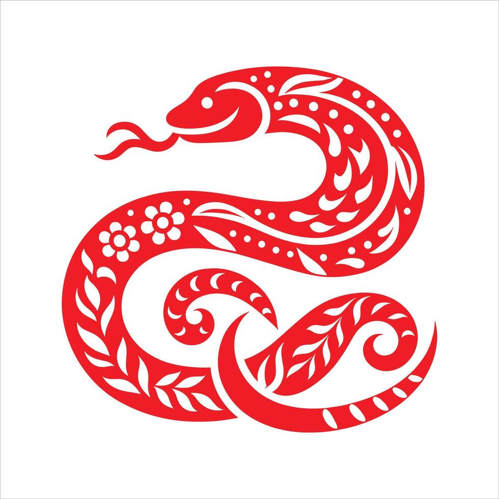 Wood Snake Illustration Chinese Zodiac Year of The Snake Silhouette Happy Chinese New Year vector