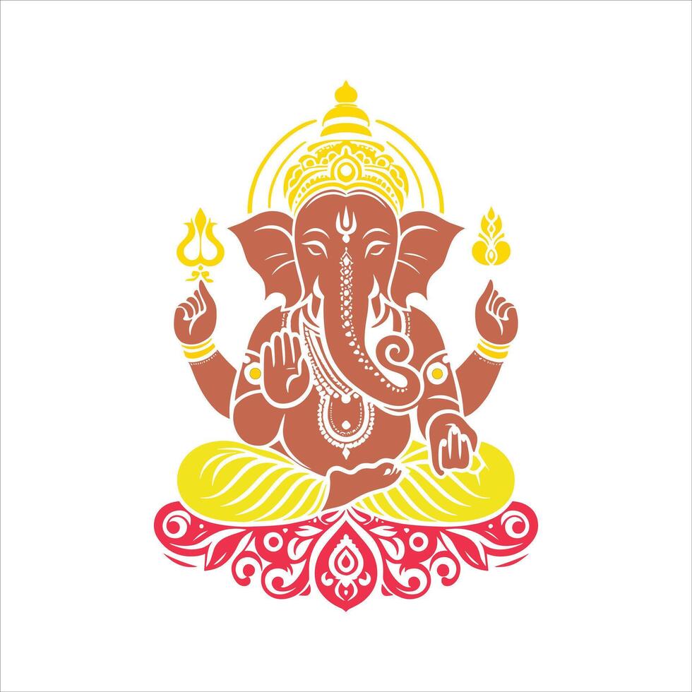 Lord Ganesh Free Colorful Silhouette Hindu God for Vinayaka Chavithi Ganesh Chaturthi Special vector