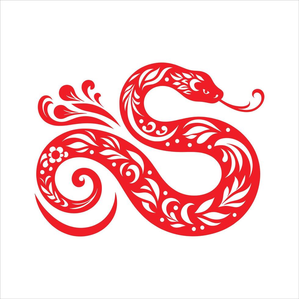 Black and White Snake Illustration Chinese Zodiac Year of The Snake Silhouette Happy New Year vector