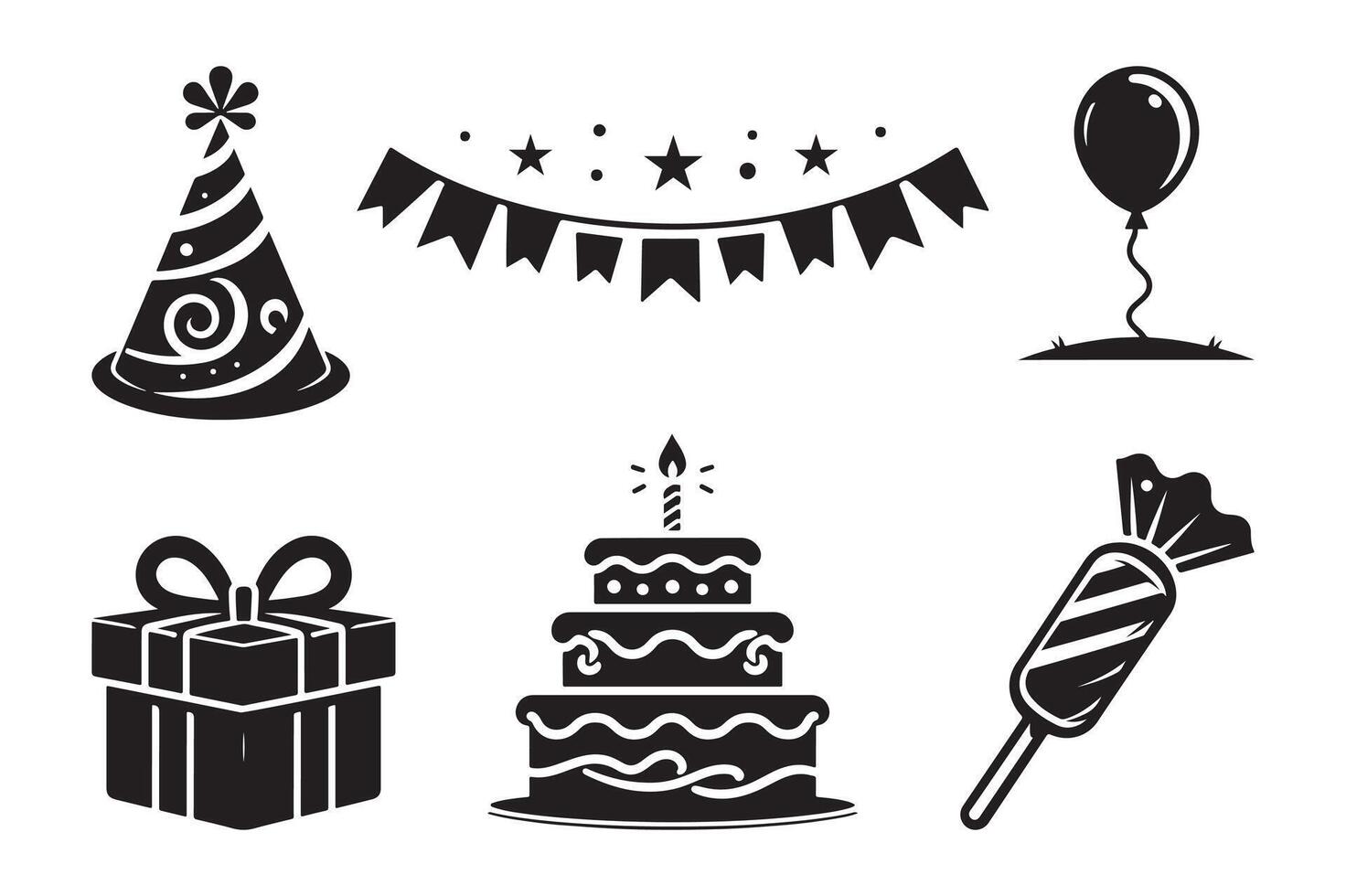 Birthday Party Icon Collection White Background Design vector
