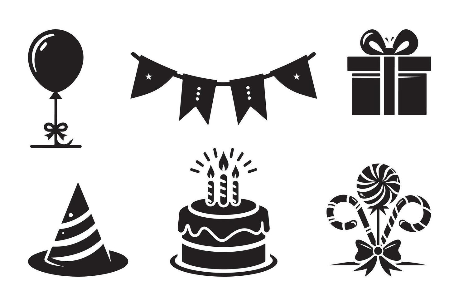 Birthday Party Icons Simple and Stylish Set vector