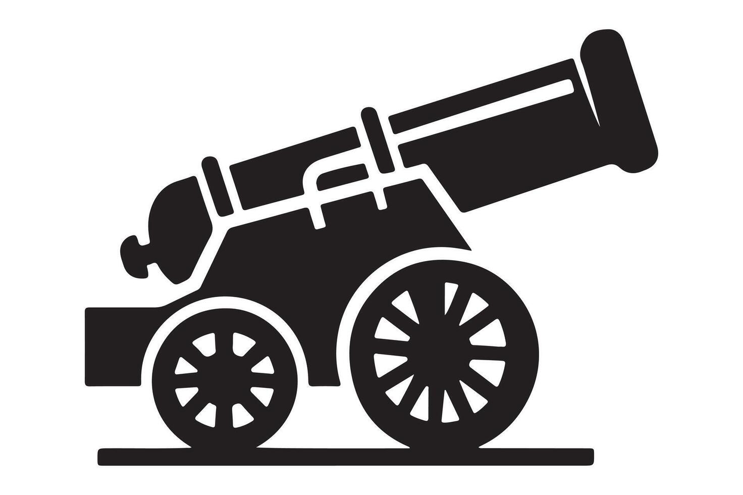 Classic Cannon Silhouette Icon Military and Historical Symbol on White Background vector