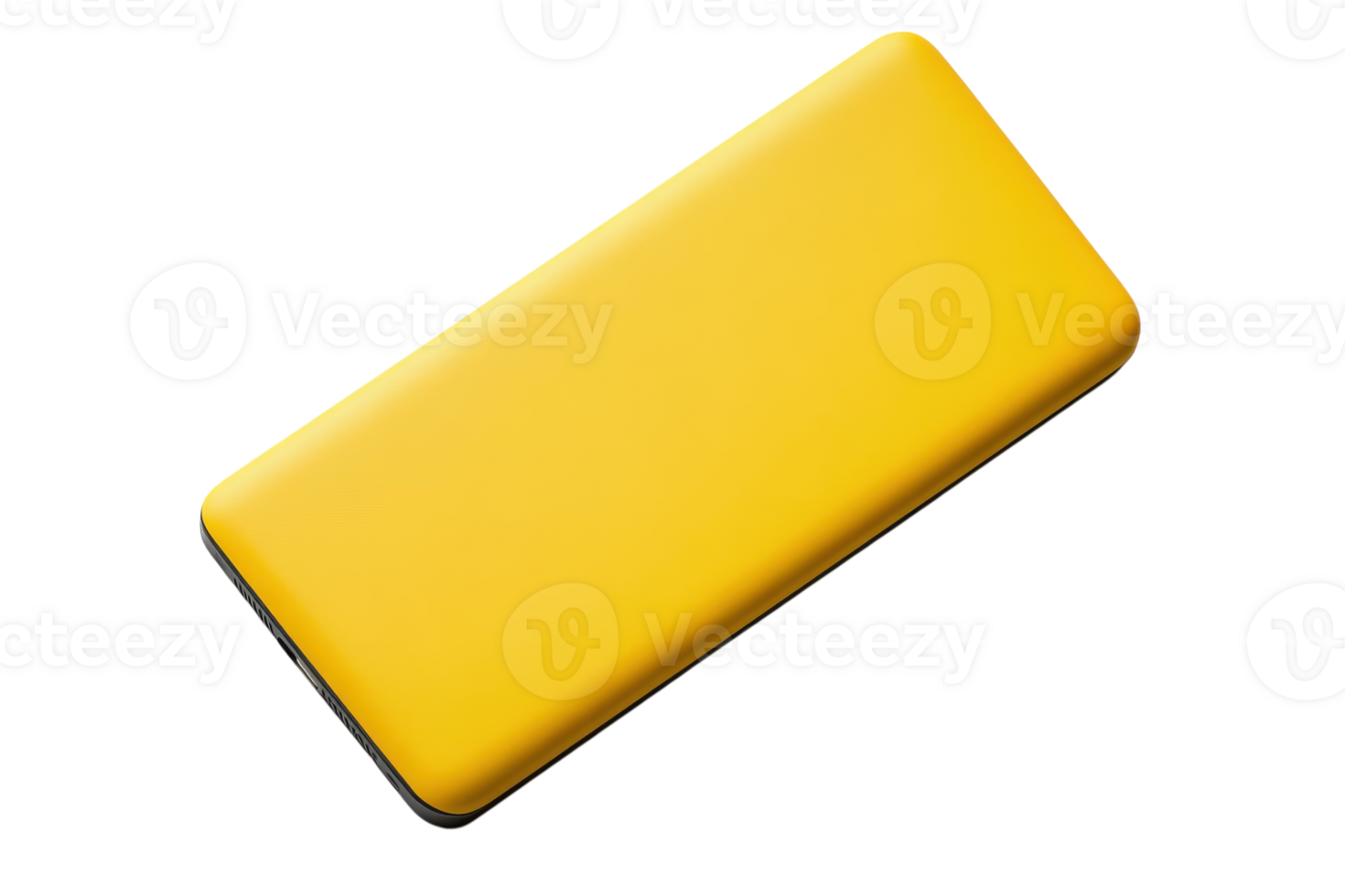 Bright yellow smartphone with sleek design resting on a flat surface, showcasing modern technology and vibrant color png