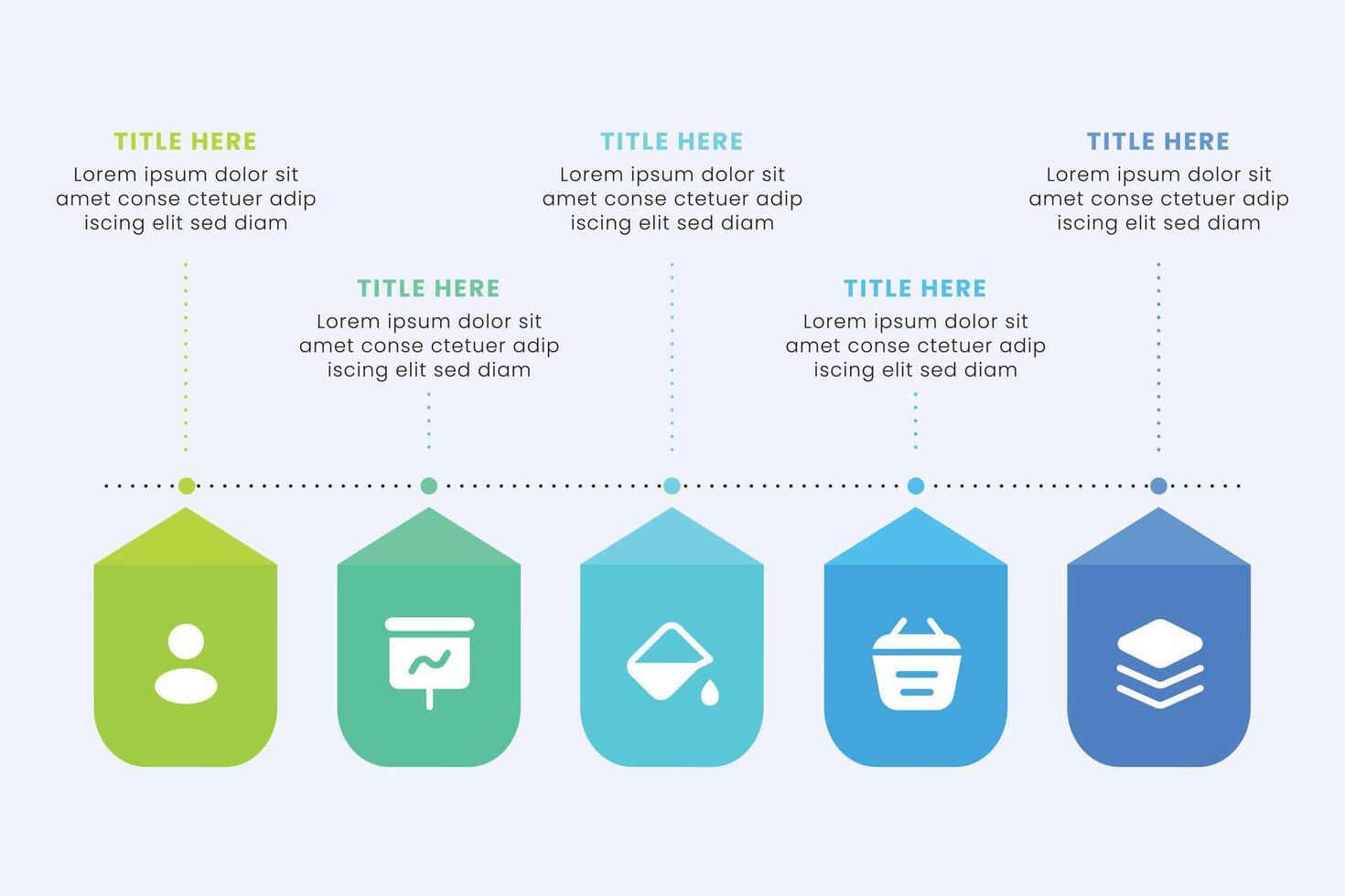 Business chart infographic template design. Timeline concept with 5 steps. Can be used for presentations, workflow layout, diagram, banner, web design, Illustration. vector