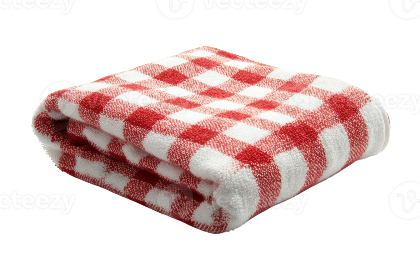 Red and white checkered blanket folded neatly on a flat surface, perfect for picnics and cozy gatherings png