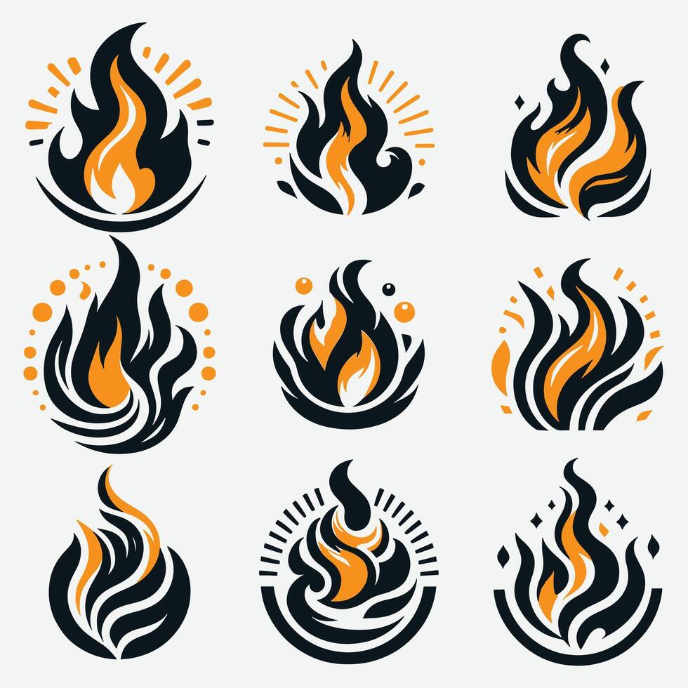 Bold Fire Flame Clip Art for Posters and Unique Branding Ideas vector