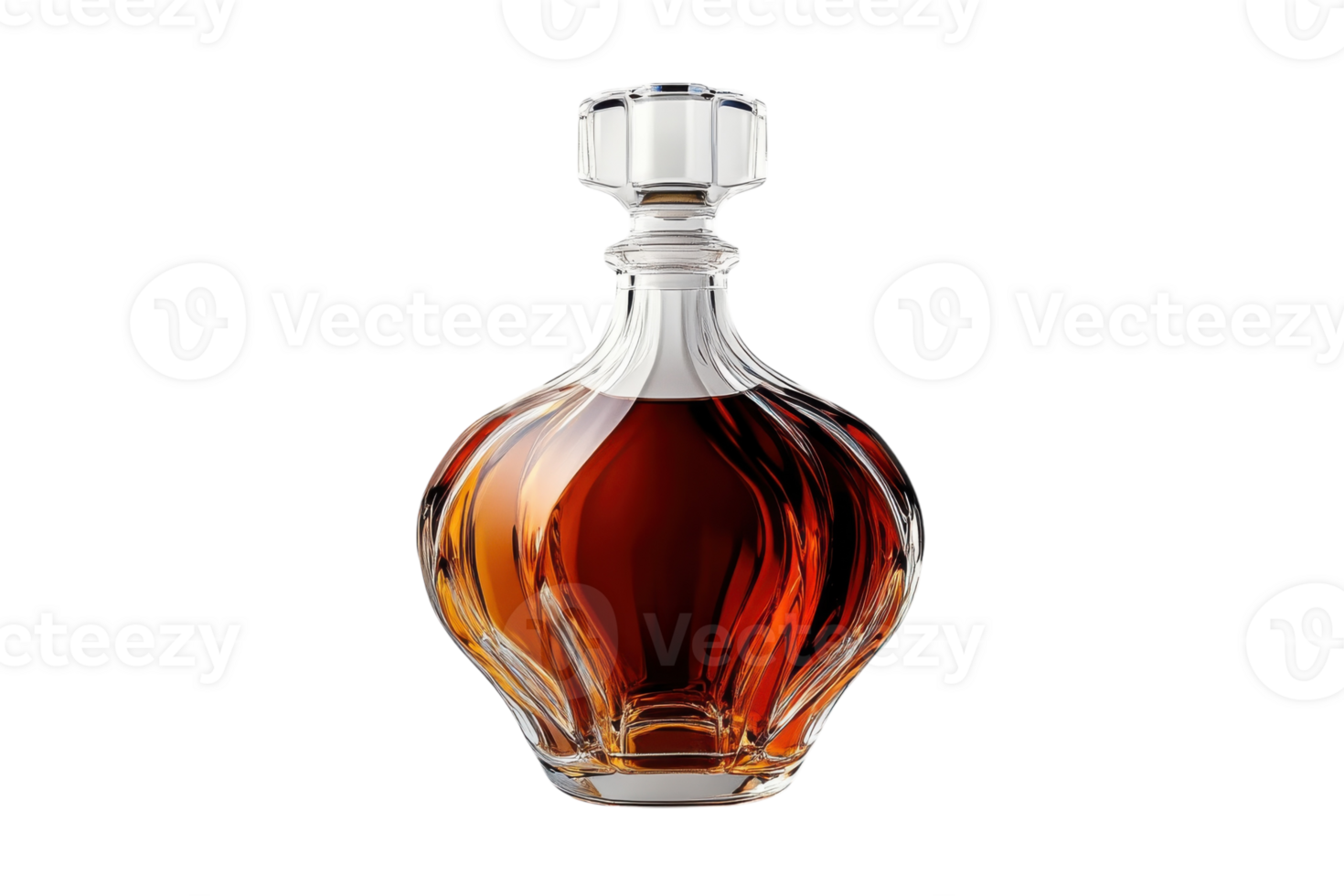 Elegant glass decanter filled with amber liquid on a simple background showcasing fine craftsmanship and design png