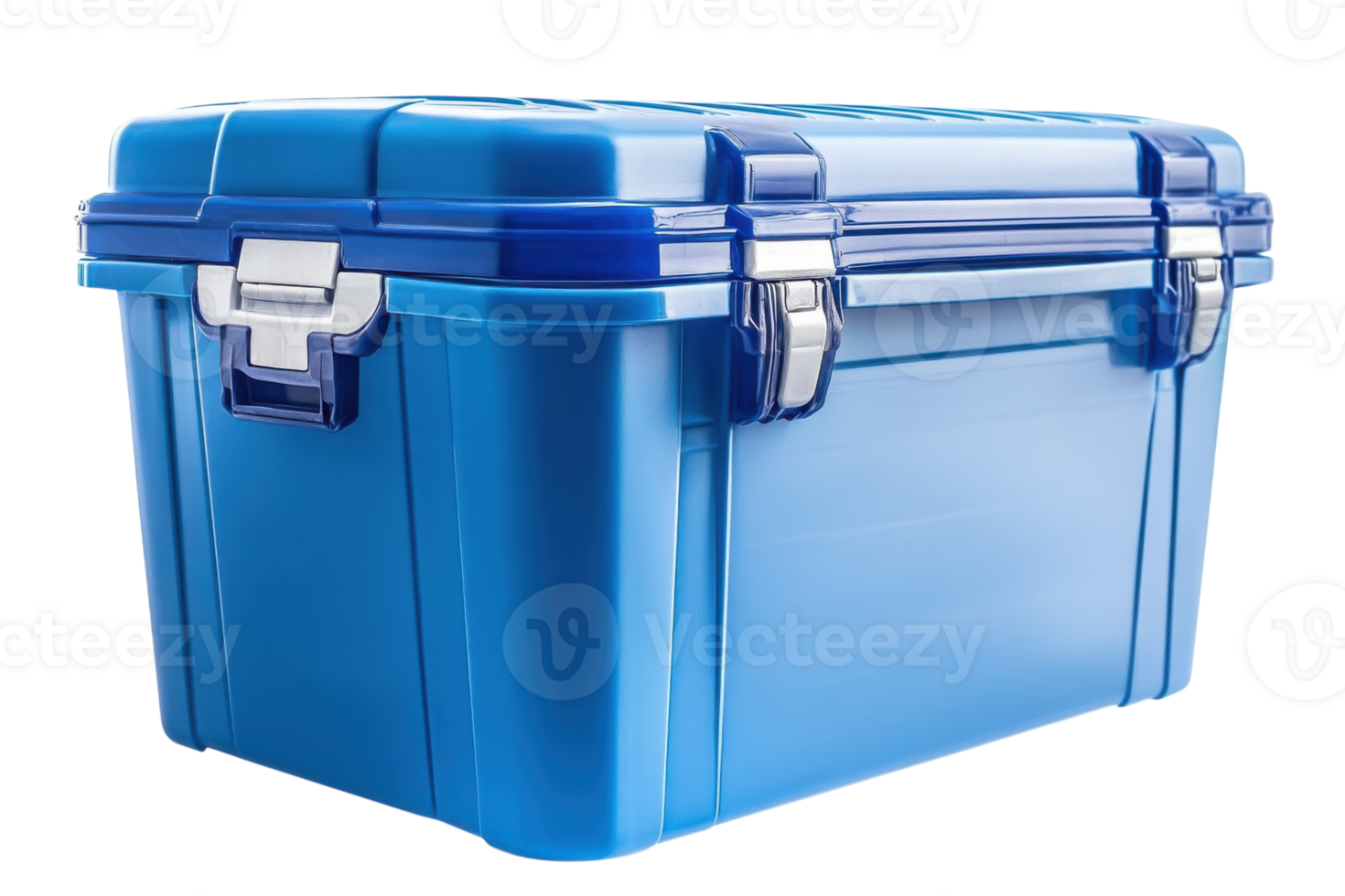 Bright blue storage container ideal for organizing tools, supplies, or personal items in home and outdoor settings png