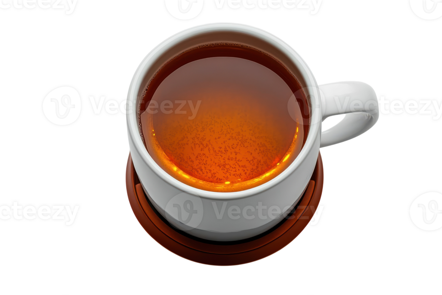 Warm cup of tea resting on a coaster ready to be enjoyed in a cozy environment during the afternoon png
