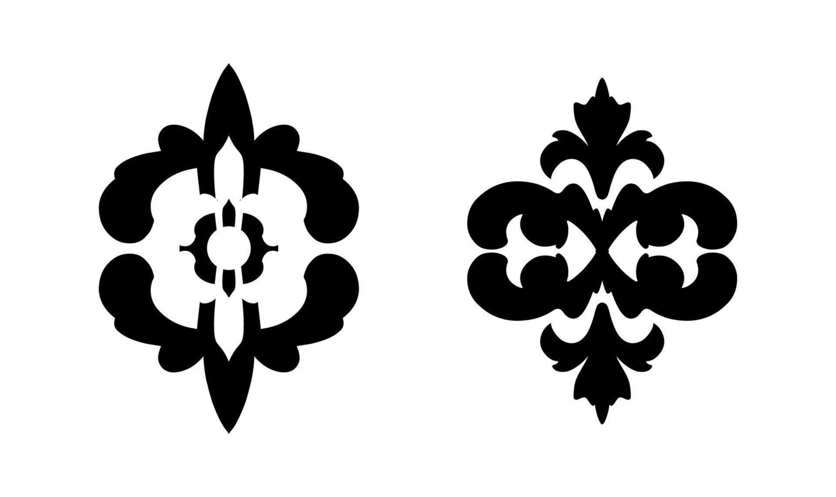 2 Ornaments collection in vintage style on black vector