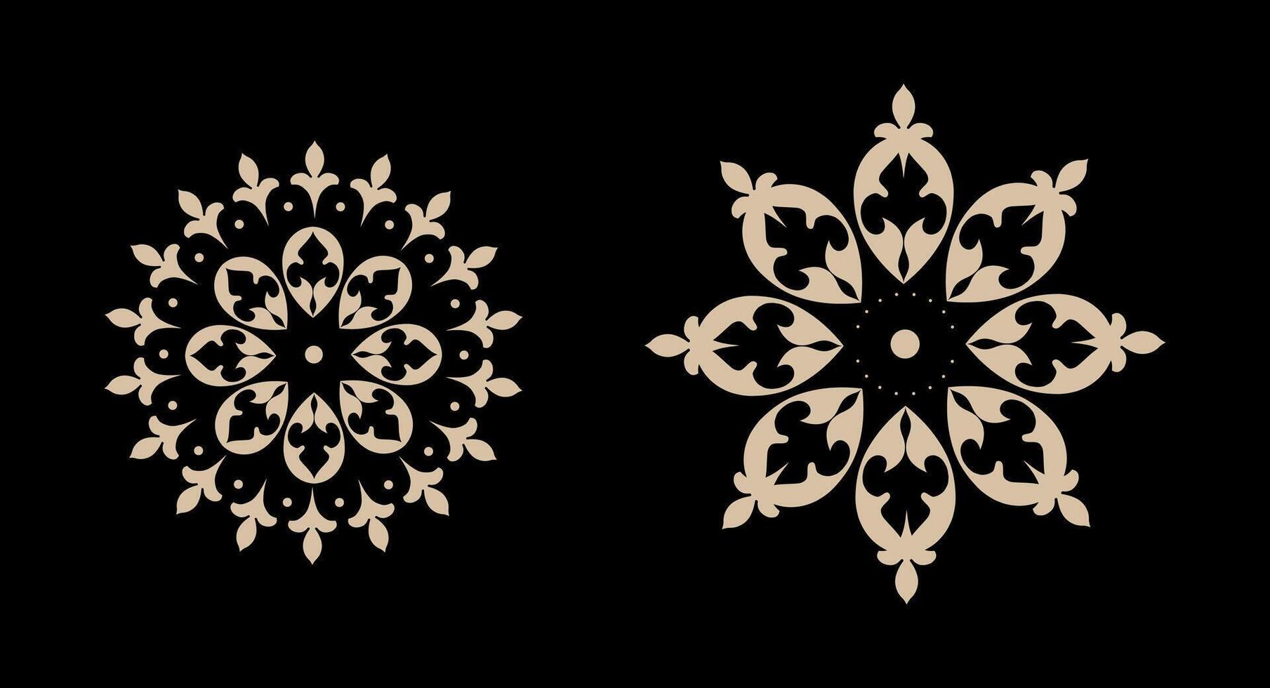 Two Ornaments art collection in vintage style vector