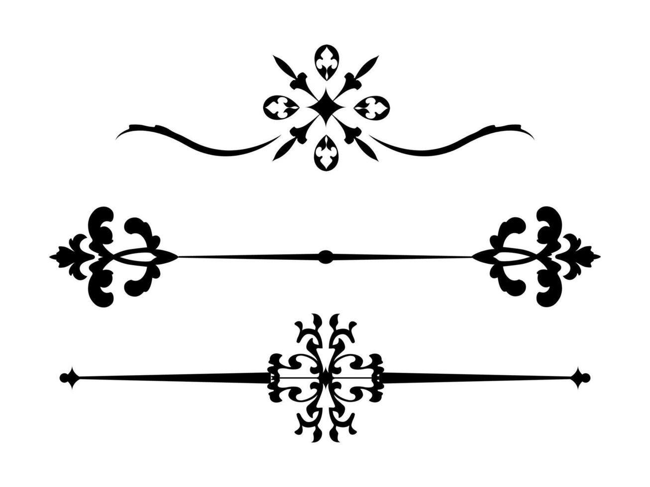 Ornaments 3 art divider collection in vintage style on black colour vector