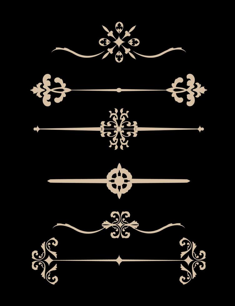 Ornaments 6 divider collection in vintage style vector